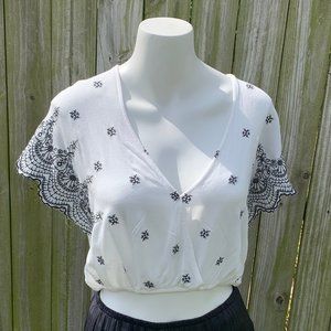Charlotte Russe,Cute Sheer Crop Top,white&black